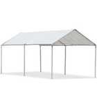 Outsunny 2-rooms Outdoor Carport Galvanized Steel Frame Tent UV Resistant White