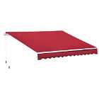 Outsunny 4x2.5M Manual Awning Window Door Sun Weather Shade W/ Handle Red