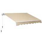 Outsunny 2.5 x 2m Manual Awning Canopy W/ Winding Handle - Cream