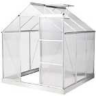 Outsunny 6x6Ft Walk-in Greenhouse Polycarb. Panels Aluminium Frame Sliding Door