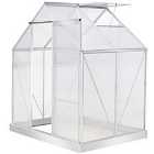 Outsunny 4x6Ft Walk-in Greenhouse Polycarb. Panels Aluminium Frame Sliding Door