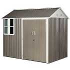 Outsunny 8x6Ft Corrugated Metal Garden Shed W/ Double Door Latch Window Grey