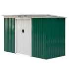 Outsunny 9 x 4.25Ft Outdoor Garden Storage Shed W/2 Door Galvanised Metal Green