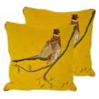 Paoletti Hunter Velvet Twin Pack Polyester Filled Cushions Mustard
