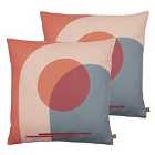 Furn. Sun Arch Twin Pack Polyester Filled Cushions Clay Red