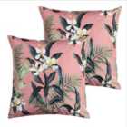 Furn. Honolulu Outdoor Twin Pack Polyester Filled Cushions Pink