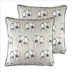 Evans Lichfield Safari Elephant Repeat Twin Pack Polyester Filled Cushions White
