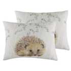 Evans Lichfield Hedgehog Repeat Twin Pack Polyester Filled Cushions Multi