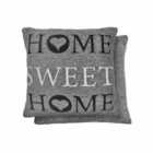 Emma Barclay Home Sweet Home Jacquard Cushion (Pair) Cover In Silver