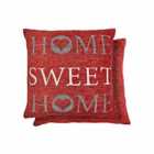 Emma Barclay Home Sweet Home Jacquard Cushion (Pair) Cover In Burnt Orange