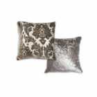 Emma Barclay Damask - Luxury Chenille Jacquard Cushion (pair) Cover In Charcoal