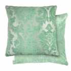 Emma Barclay Damask - Luxury Chenille Jacquard Cushion (pair) Cover In Green
