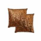 Emma Barclay Crushed Velvet Luxury Cushion (pair) Cover In Brown