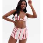 Vero Moda White Stripe Satin Top and Short Pyjama Set