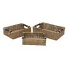Jvl Seagrass Set Of 3 Rectangular Storage Baskets With Wooden Handles
