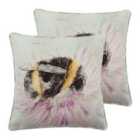 Evans Lichfield Watercolour Bee Twin Pack Polyester Filled Cushions Multi