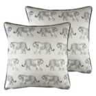 Evans Lichfield Safari Tiger Twin Pack Polyester Filled Cushions White
