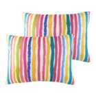 Evans Lichfield Aquarelle Stripe Twin Pack Polyester Filled Cushions Multi