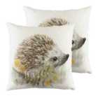 Evans Lichfield Woodland Hedgehog Twin Pack Polyester Filled Cushions White