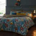 Paoletti Bloom Double Duvet Cover Set Cotton Teal