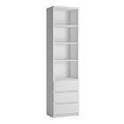 Fribo Tall Narrow 3 Drawer Bookcase In White