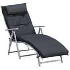 Outsunny Padded Recliner Sun Lounger w/ 7 Levels - Black