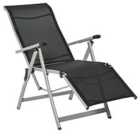 Outsunny Outdoor Sun Recliner Lounger w/ Adjustable Footrest - Black