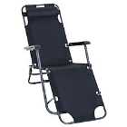 Outsunny Reclining Portable Chaise Lounge Chair - Black