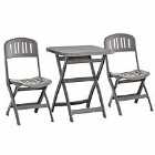 Homcom 3pc Bistro Set w/Folding Chairs and Coffee Table Grey