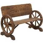 Outsunny Rustic Wood Wagon Wheel Design Bench
