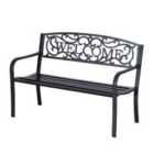 Outsunny 2 Seat Steel Park Bench - Black