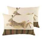 Evans Lichfield Hunter Leaping Hare Twin Pack Polyester Filled Cushions Multi 60 x 40cm