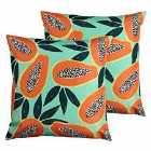 Furn. Papaya Outdoor Twin Pack Polyester Filled Cushions Aqua