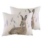 Evans Lichfield Standing Hare Twin Pack Polyester Filled Cushions Multi