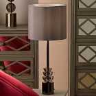 Smoke Glass And Pewter Tall Table Lamp