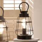 Black Metal Clear Glass Oil Lantern Table Lamp