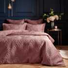 Paoletti Palmeria Quilted Double Duvet Cover Set Blush