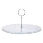 Marble Cake Stand With Silver Handle - Grey