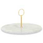 Marble Cake Stand With Gold Handle - Grey