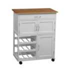 Interiors by Premier Durable White and Bamboo Top Kitchen Trolley, Multi Purpose Kitchen Storage