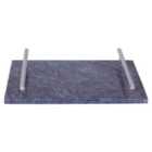 Marble Tray With Silver Handles - Black