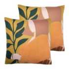 Furn. Alma Botanical Twin Pack Polyester Filled Cushions Multi
