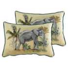Evans Lichfield Kibale Elephant Twin Pack Polyester Filled Cushions Multi