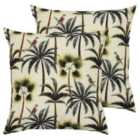 Evans Lichfield Palms Outdoor Twin Pack Polyester Filled Cushions Forest