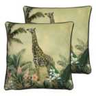 Evans Lichfield Manyara Twin Pack Polyester Filled Cushions Giraffe