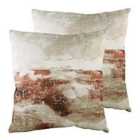 Evans Lichfield Landscape Twin Pack Polyester Filled Cushions Terracotta