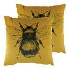 Evans Lichfield Goldbee Twin Pack Polyester Filled Cushions Gold 43 x 43cm