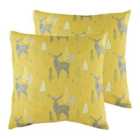 Evans Lichfield Hulder Stag Repeat Twin Pack Polyester Filled Cushions Ochre