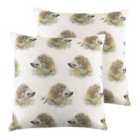 Evans Lichfield Woodland Hedgehog Repeat Twin Pack Polyester Filled Cushions Multi