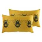 Evans Lichfield Goldbee Twin Pack Polyester Filled Cushions Gold 50 x 30cm